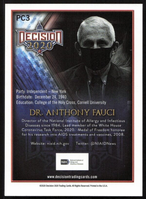 2020 Leaf Decision Dr. Anthony Fauci #PC3 (Back)