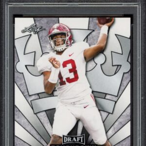 Tua Tagovailoa in action on a 2020 Leaf Draft graded trading card, PSA GEM MT 10.