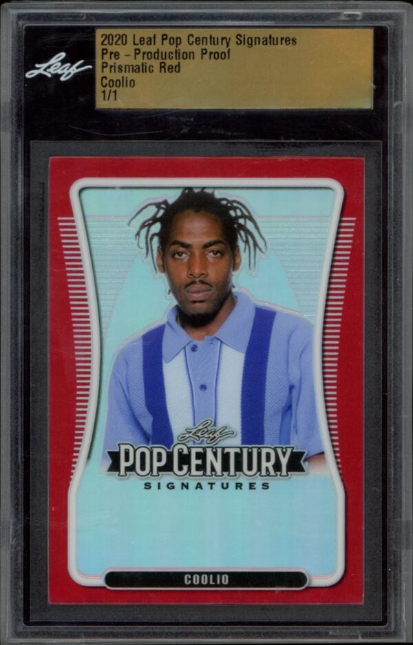 2020 Leaf Pop Century Signatures Coolio Pre-Production Proof Prismatic Red (/1) (Front)