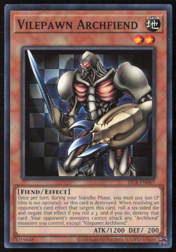 2020 Yu-Gi-Oh! Dark Crisis (25th Anniversary Edition) Vilepawn Archfiend #DCR-EN067 (Front)