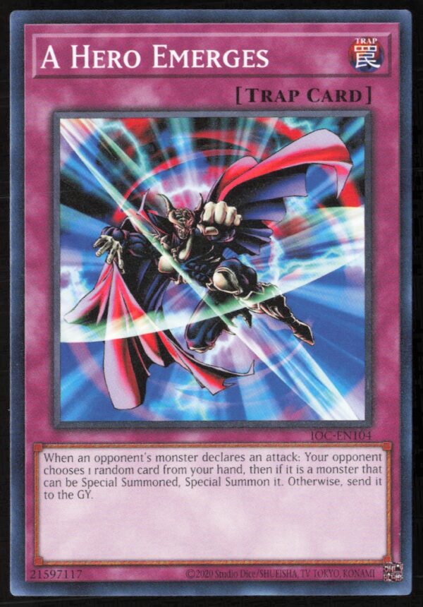 2020 Yu-Gi-Oh! Invasion of Chaos (25th Anniversary Edition) A Hero Emerges #IOC-EN104 (Front)