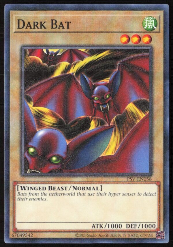 2020 Yu-Gi-Oh! Pharaoh's Servant (25th Anniversary Edition) Dark Bat #PSV-EN058 (Front)