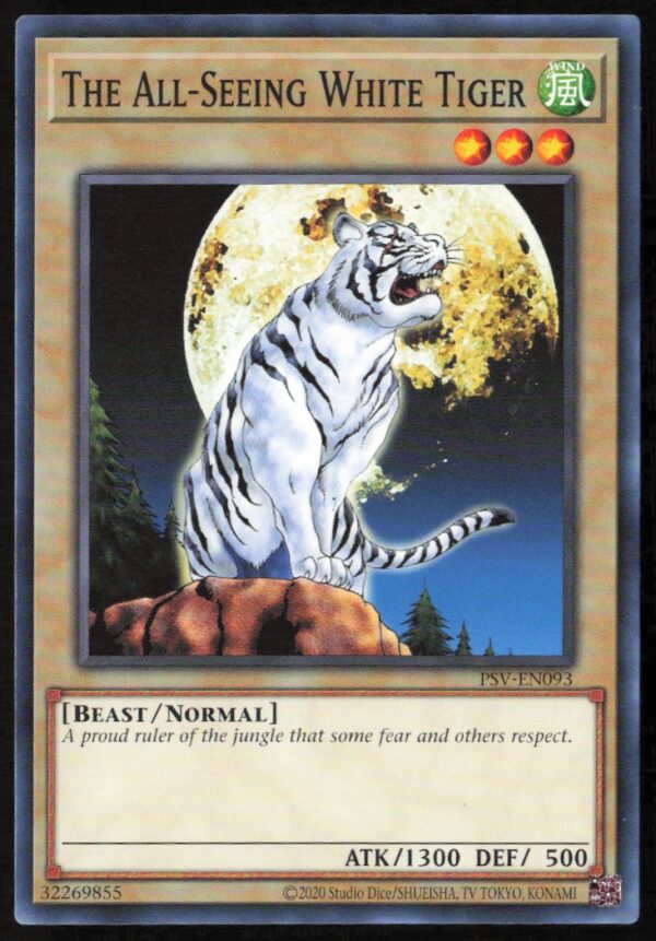 2020 Yu-Gi-Oh! Pharaoh's Servant (25th Anniversary Edition) The All-Seeing White Tiger #PSV-EN093 (Front)