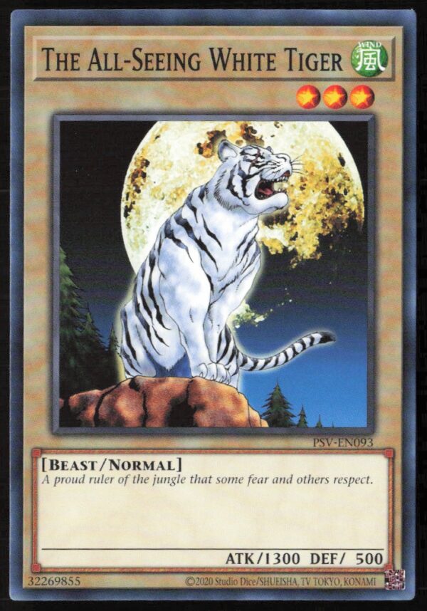 2020 Yu-Gi-Oh! Pharaoh's Servant (25th Anniversary Edition) The All Seeing White Tiger #PSV-EN093 (Front)