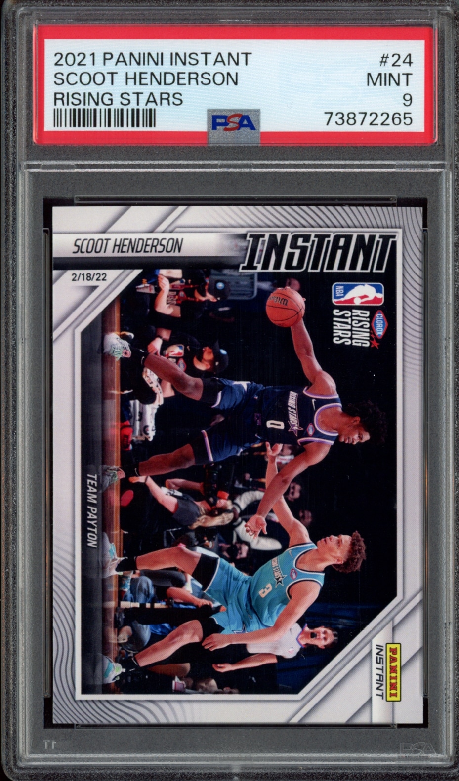 2021 Panini Instant Rising Stars card featuring Scoot Henderson, graded MINT 9 by PSA.
