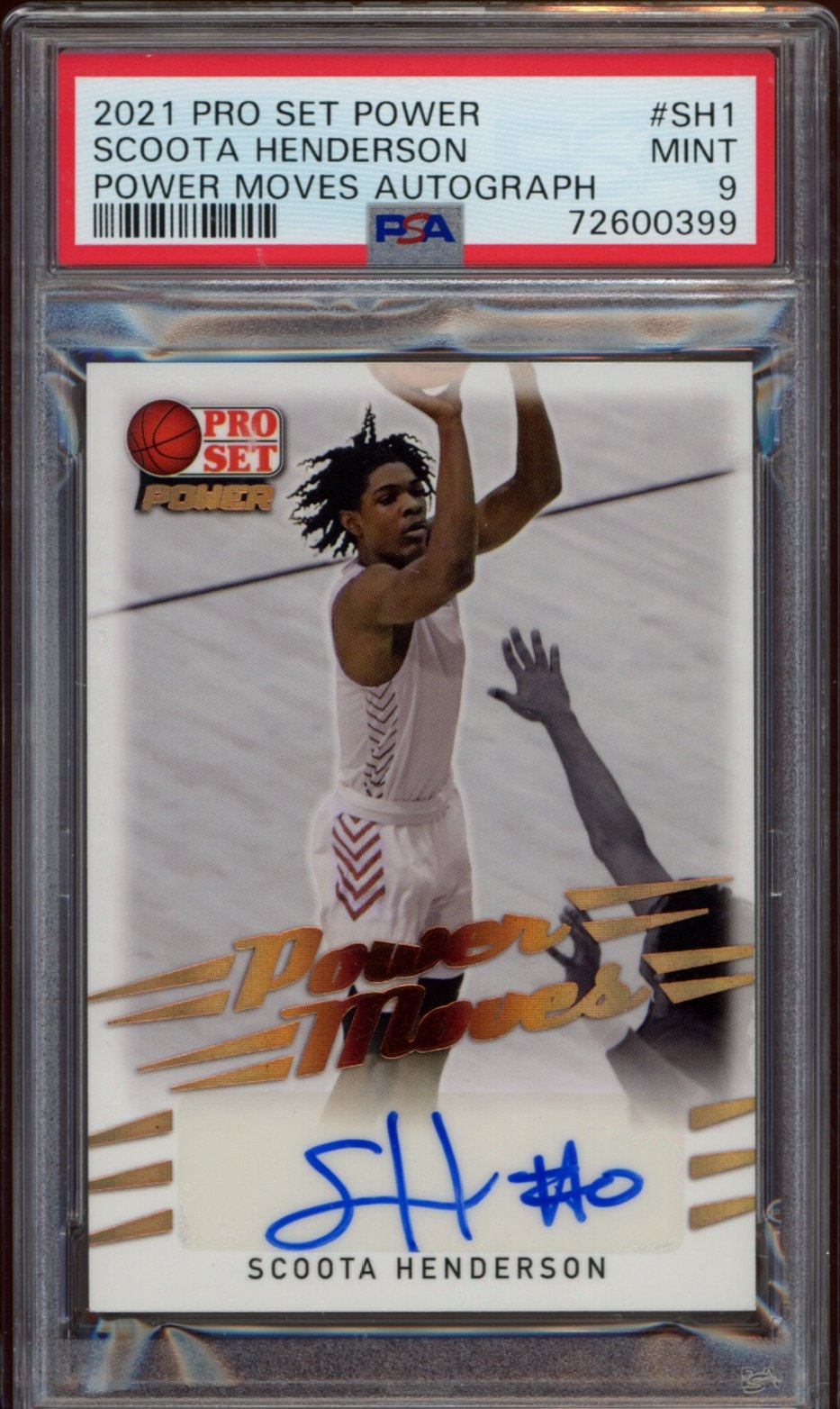 Scoota Hendersons 2021 Pro Set Power autographed card, graded Mint 9 by PSA.