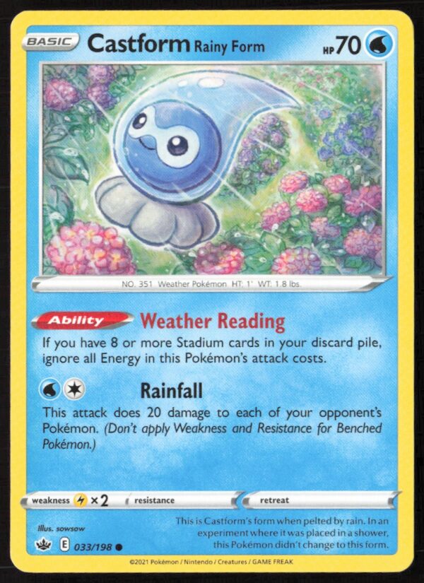 2021 Pokémon Sword & Shield - Chilling Reign Castform Rainy Form #033/198 (Front)