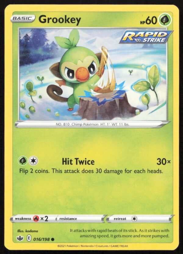 2021 Pokémon Sword & Shield - Chilling Reign Grookey #016/198 (Front)