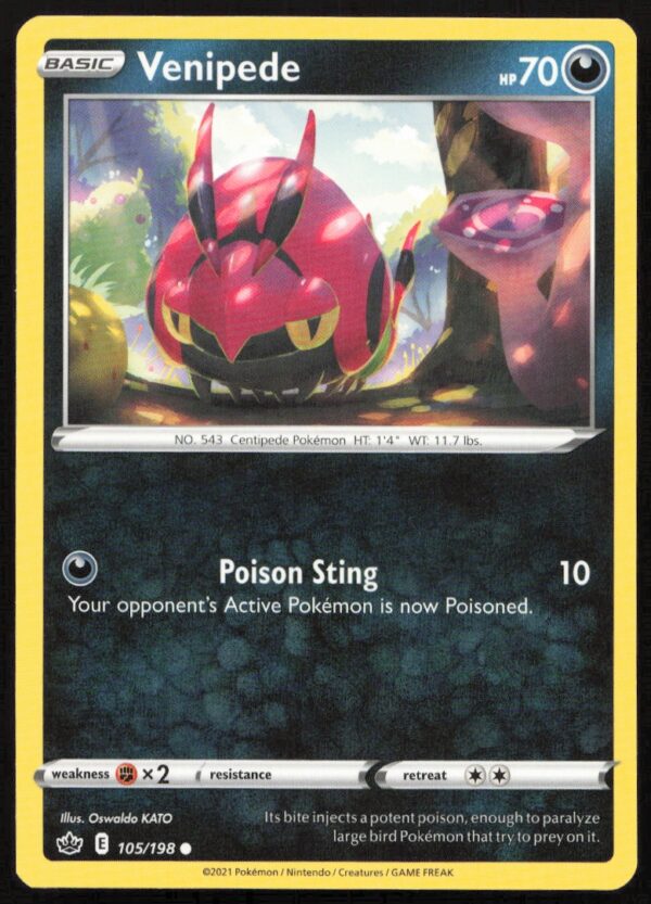 2021 Pokémon Sword & Shield - Chilling Reign Venipede #105/198 (Front)