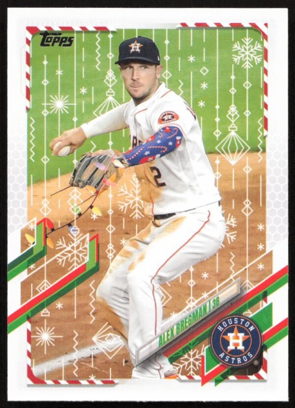 2021 Topps Holiday Alex Bregman (Candy Canes and Stockings on Sleeve) #HW195 (Front)