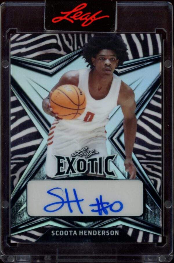 2022-23 Leaf Exotic Scoota Henderson Zebra Stripe #EA-SH1 (/8) (Auto) (Front)