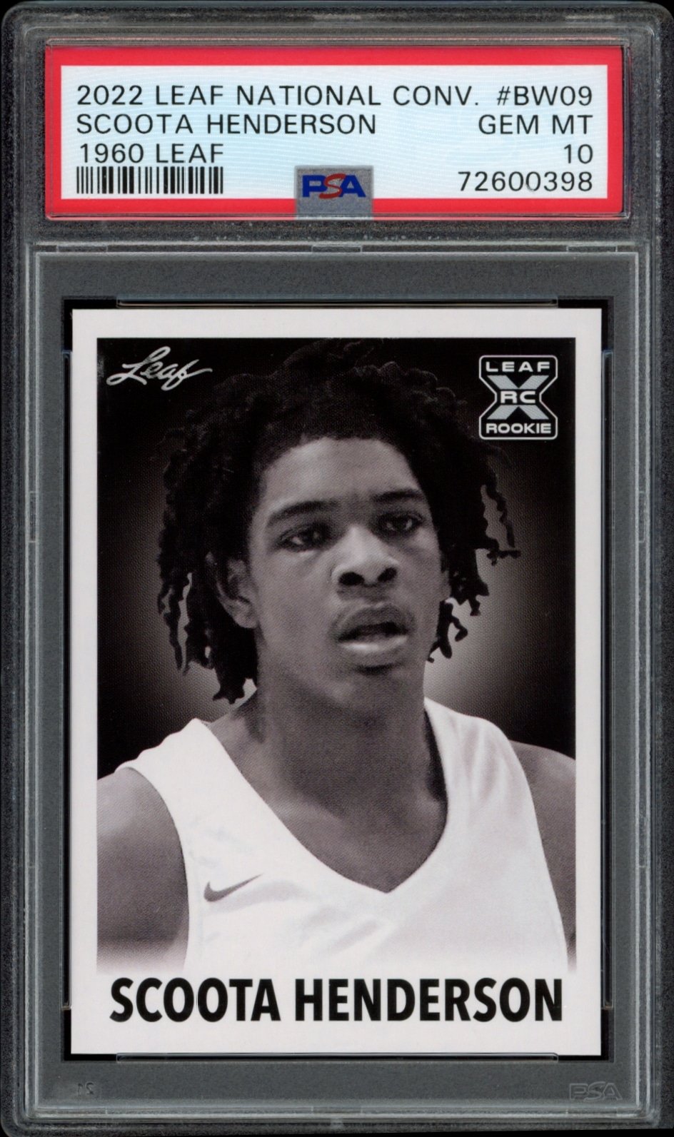 Scoota Hendersons 2022 Leaf National Convention card, graded GEM MT 10 by PSA.