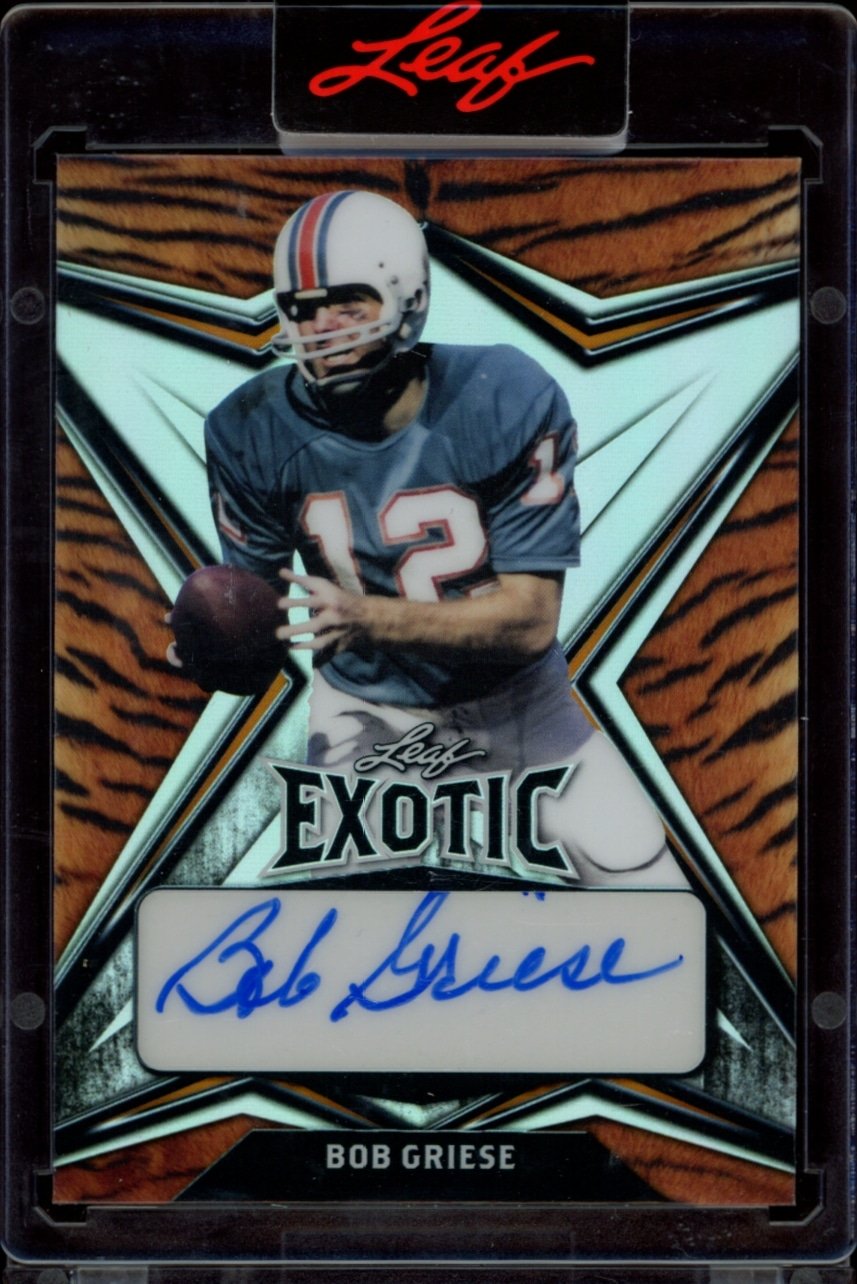 2022 Leaf Exotic Bob Griese Tiger Stripe #EA-BG1 (/10) (Auto) (Front)