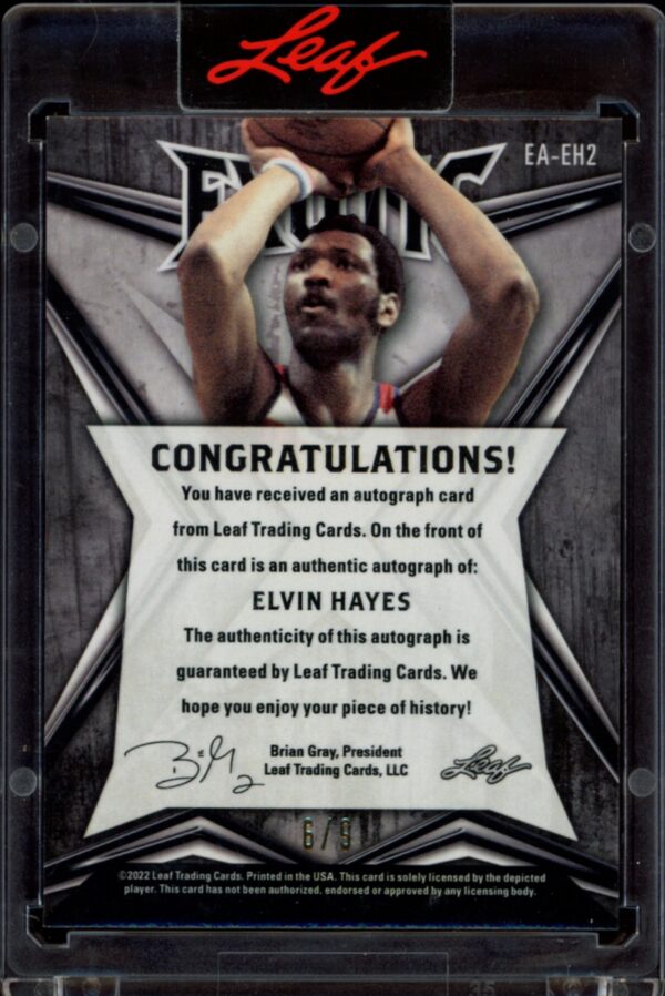 2022 Leaf Exotic Elvin Hayes Zebra Stripe #EA-EH2 (/9) (Auto) (Back)