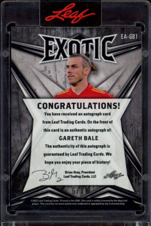 2022 Leaf Exotic Gareth Bale Snakeskin #EA-GB1 (/10) (Auto) (Back)