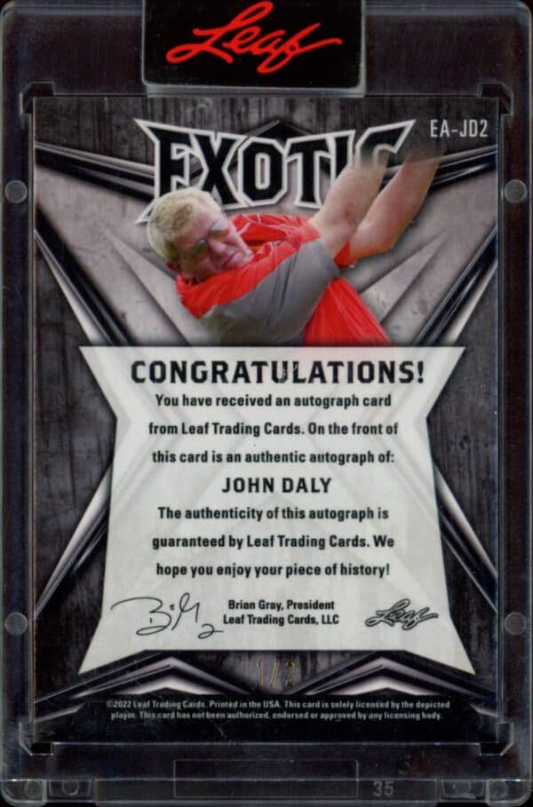 2022 Leaf Exotic John Daly Cheetah Print #EA-JD2 (/2) (Back)