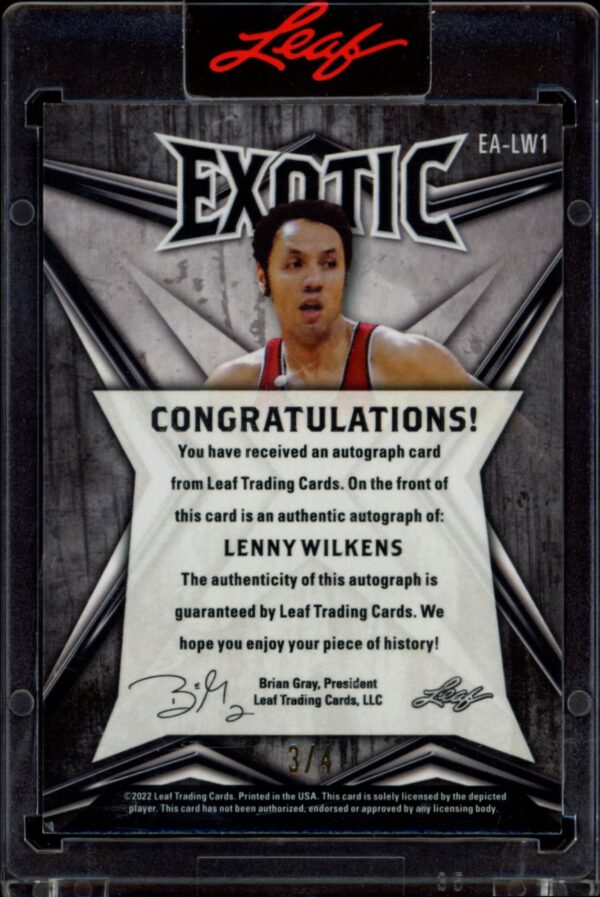 2022 Leaf Exotic Lenny Wilkens Butterfly #EA-LW1 (/4) (Auto) (Back)