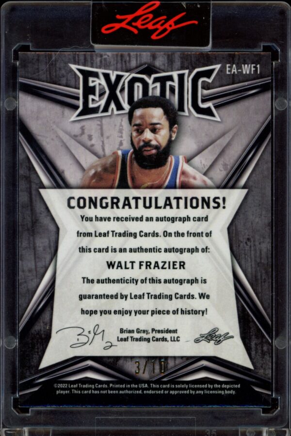 2022 Leaf Exotic Walt Frazier Snakeskin #EA-WF1 (/10) (Auto) (Back)