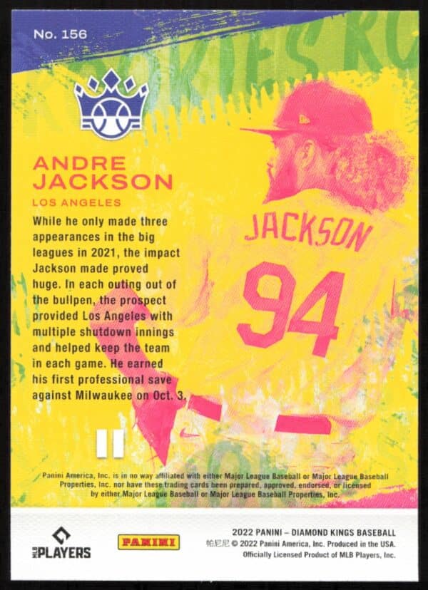 2022 Panini Diamond Kings Andre Jackson #156 (Back)