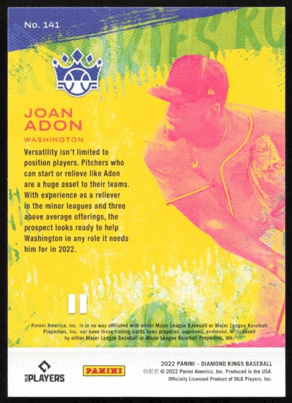 2022 Panini Diamond Kings Joan Adon #141 (Back)