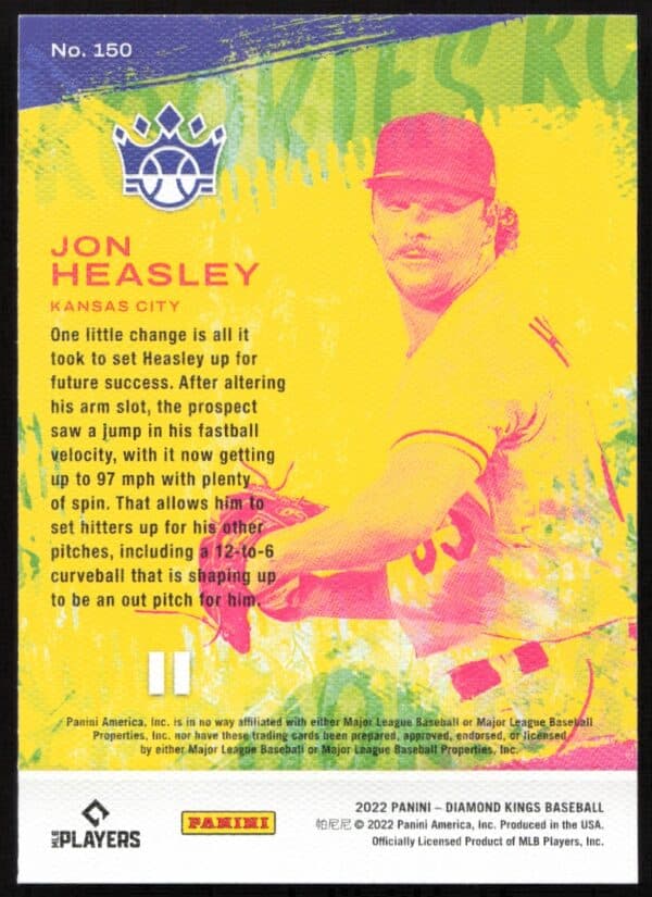 2022 Panini Diamond Kings Jon Heasley #150 (Back)