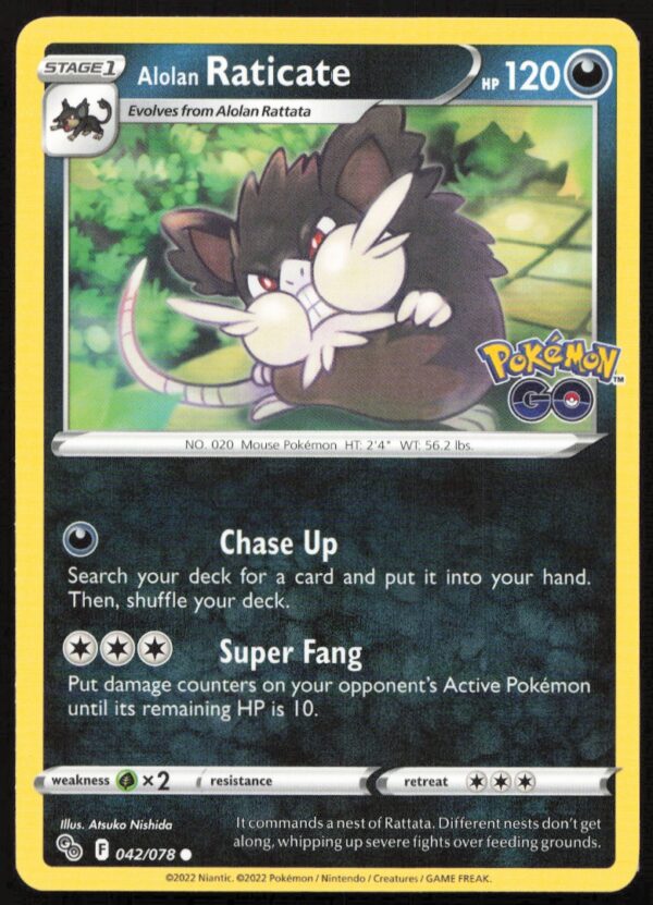 2022 Pokémon GO Alolan Raticate #042/078 (Front)