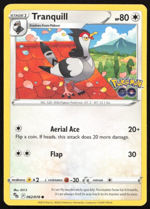 2022 Pokémon GO Tranquill #062/078 (Front)