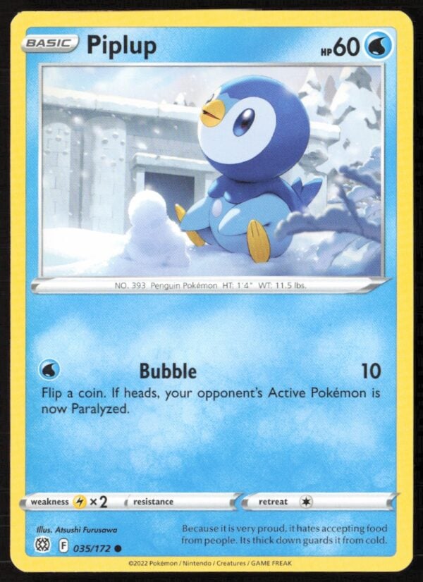 2022 Pokémon Sword & Shield - Brilliant Stars Piplup #035/172 (Front)