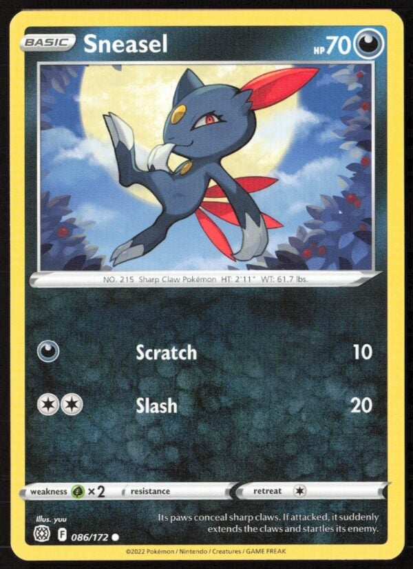 2022 Pokémon Sword & Shield - Brilliant Stars Sneasel #086/172 (Front)