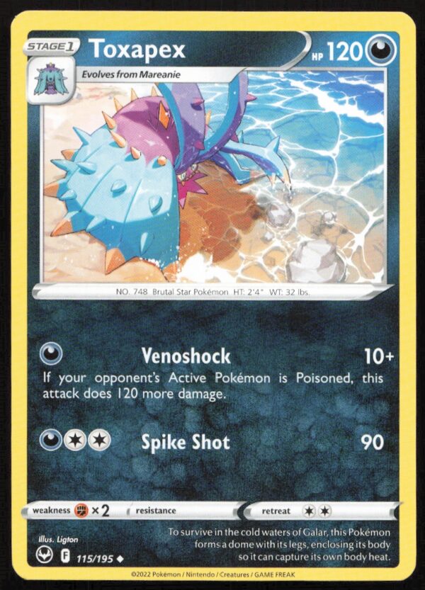 2022 Pokémon Sword & Shield - Silver Tempest Toxapex #115/195 (Front)