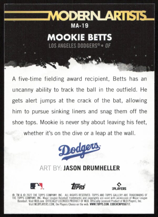 2022 Topps Gallery Mookie Betts Modern Artists #MA-19 (Back)