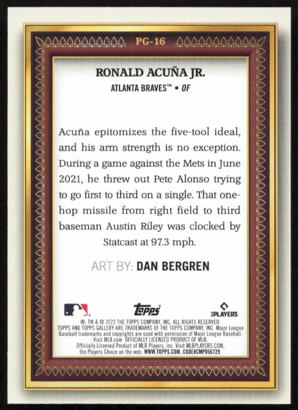 2022 Topps Gallery Ronald Acuña Jr. Portrait Gallery #PG-16 (Back)