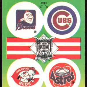 1990 Fleer NL: Atlanta Braves / Chicago Cubs / Cincinnati Reds / Houston Astros Action Series Team Stickers #NNO (Front)