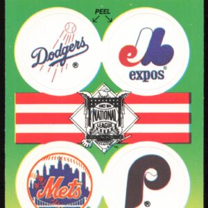 1990 Fleer NL: Los Angeles Dodgers / Montreal Expos / New York Mets / Philadelphia Phillies Action Series Team Stickers #NNO (Front)