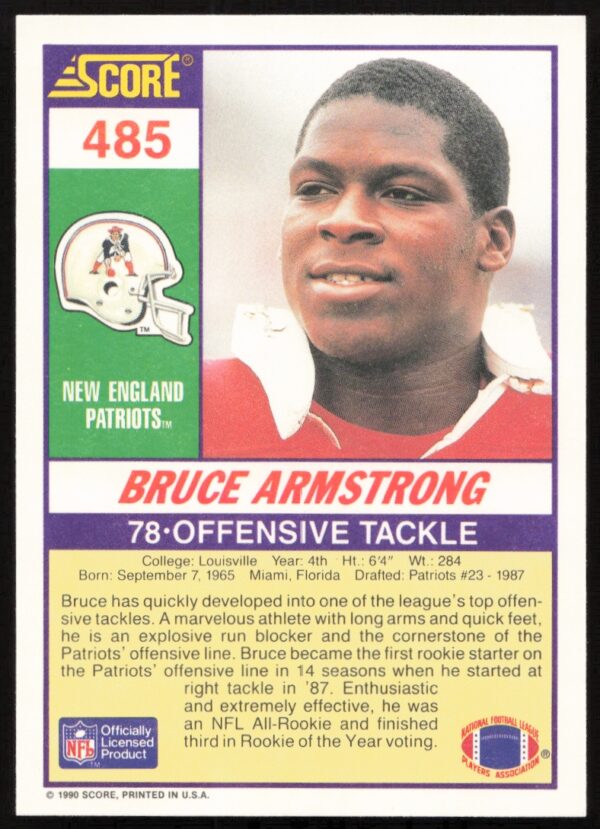 1990 Score Bruce Armstrong #485 (Back)