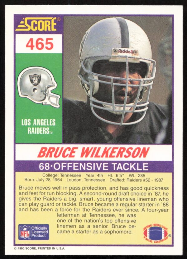 1990 Score Bruce Wilkerson #465 (Back)