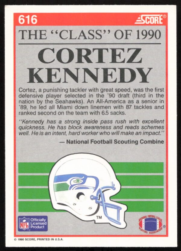 1990 Score Cortez Kennedy #616 (Back)