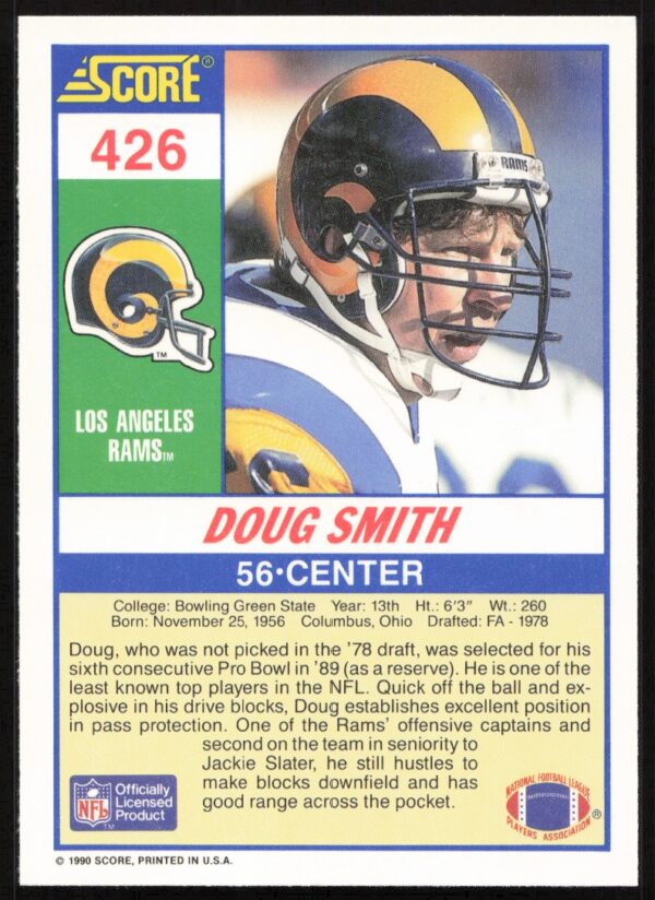 1990 Score Doug Smith #426 (Back)