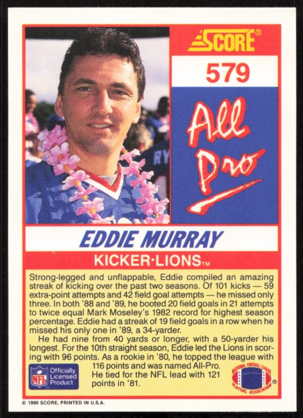 1990 Score Eddie Murray #579 (Back)