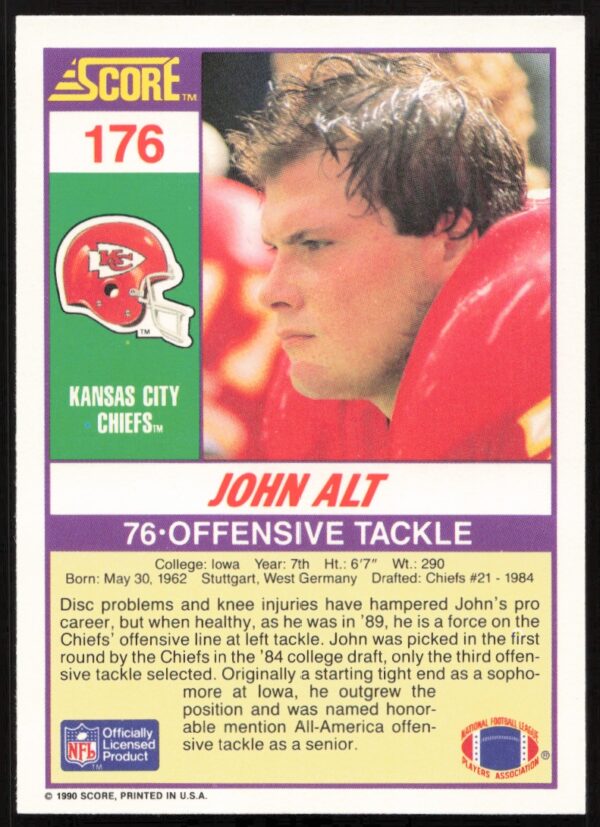 1990 Score John Alt #176 (Back)