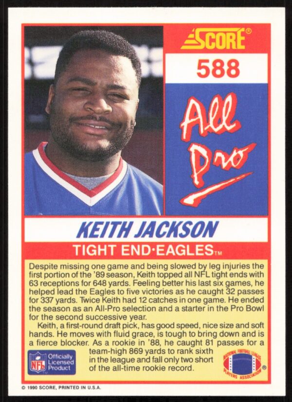 1990 Score Keith Jackson #588 (Back)