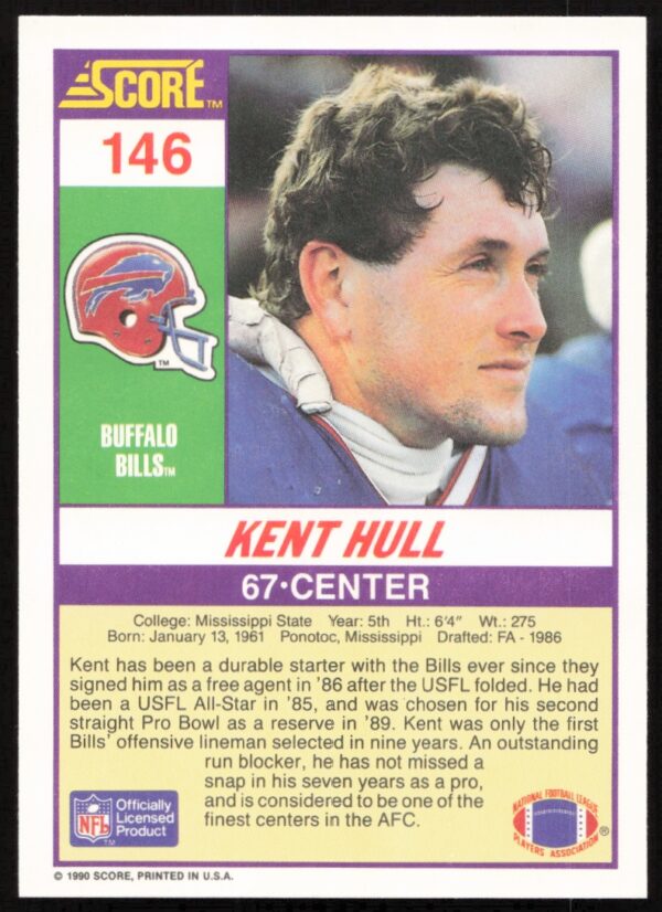 1990 Score Kent Hull #146 (Back)