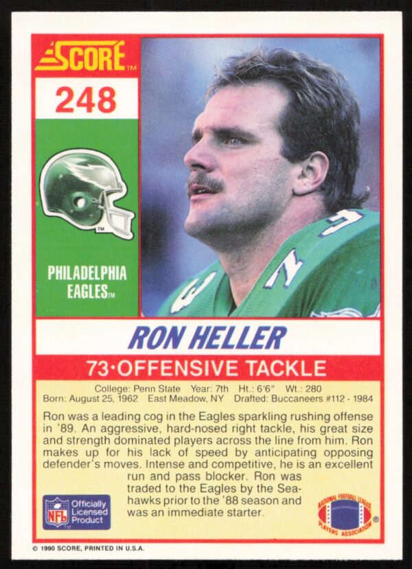 1990 Score Ron Heller #248 (Back)