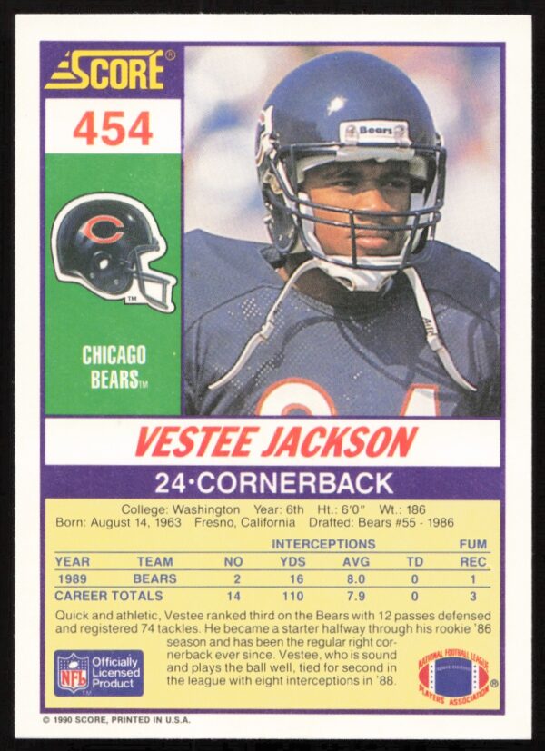 1990 Score Vestee Jackson #454 (Back)