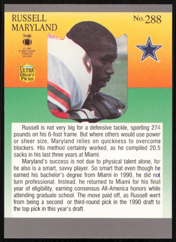 1991 Fleer Ultra Russell Maryland #288 (Back)