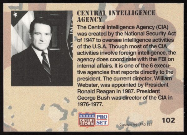 1991 Pro Set Desert Storm Central Interlligence Agency #102 (Back)