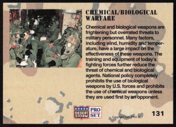 1991 Pro Set Desert Storm Chemical/Biological Warfare #131 (Back)