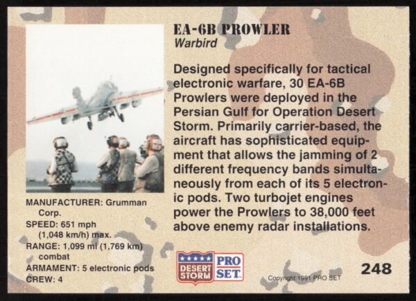 1991 Pro Set Desert Storm EA-6B Prowler #248 (Back)