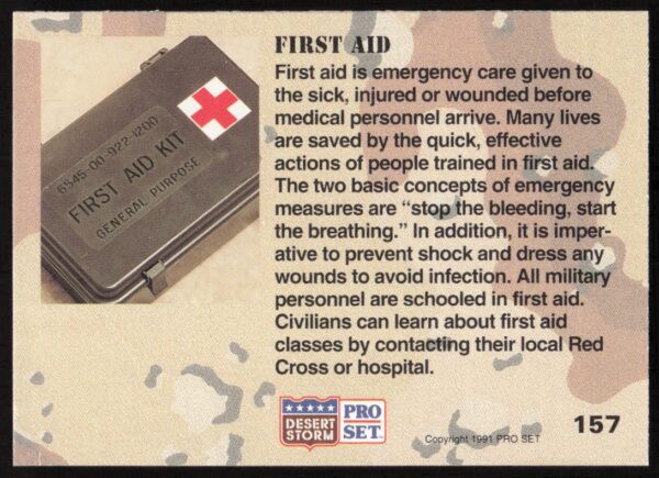 1991 Pro Set Desert Storm First Aid #157 (Back)