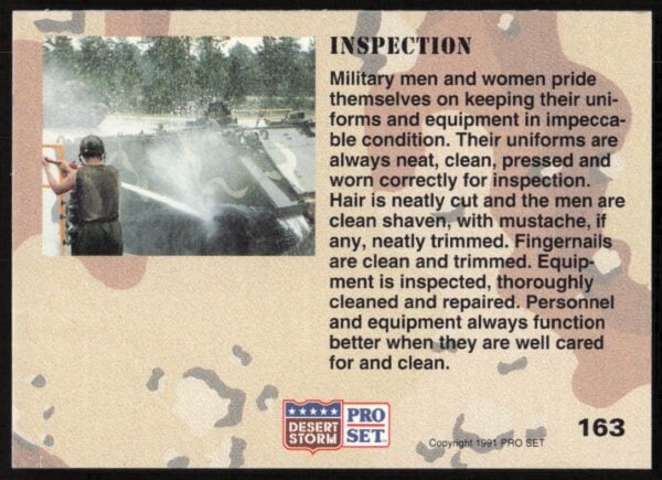 1991 Pro Set Desert Storm Inspection #163 (Back)